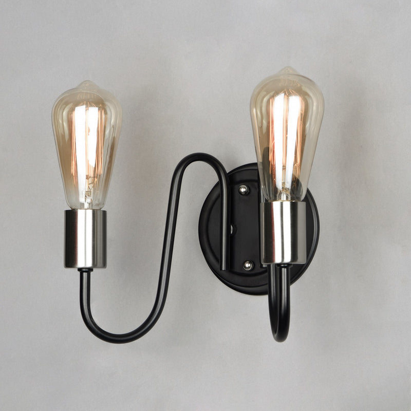 Maxim 11739BKSN Two Light Wall Sconce, Black / Satin Nickel