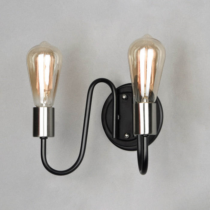 Maxim 11739BKSN Two Light Wall Sconce, Black / Satin Nickel
