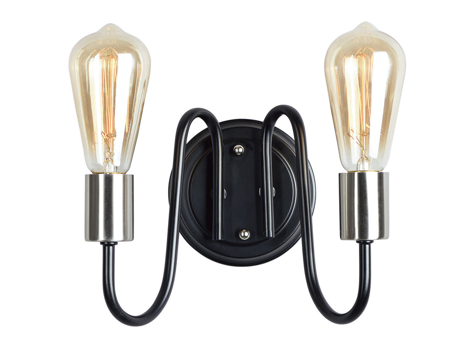 Maxim 11739BKSN Two Light Wall Sconce, Black / Satin Nickel