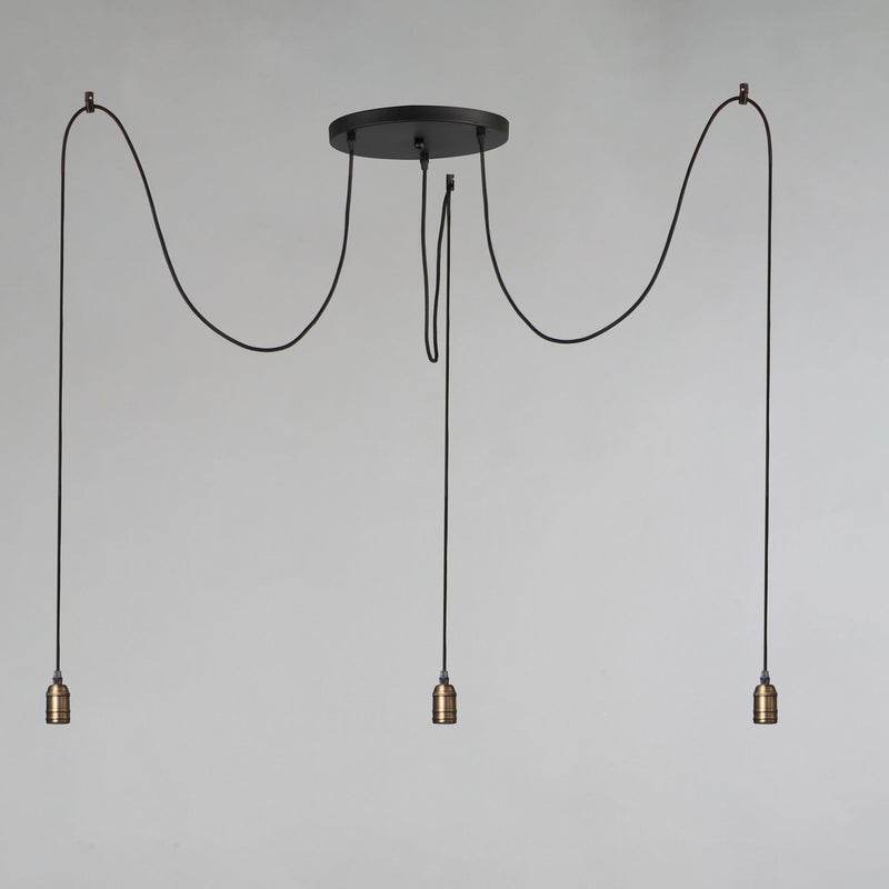 Maxim 12123BKAB Three Light Pendant, Black / Antique Brass