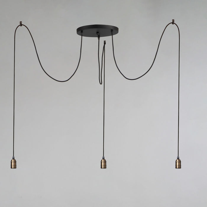 Maxim 12123BKAB Three Light Pendant, Black / Antique Brass