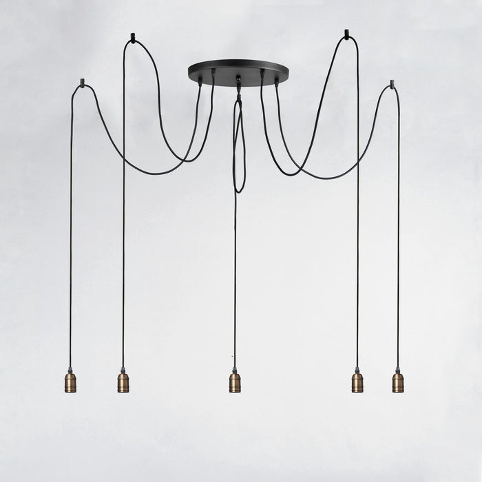 Maxim 12125BKAB Five Light Pendant, Black / Antique Brass
