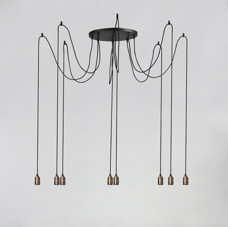 Maxim 12128BKAB Eight Light Pendant, Black / Antique Brass