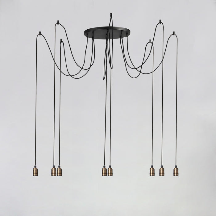 Maxim 12128BKAB Eight Light Pendant, Black / Antique Brass