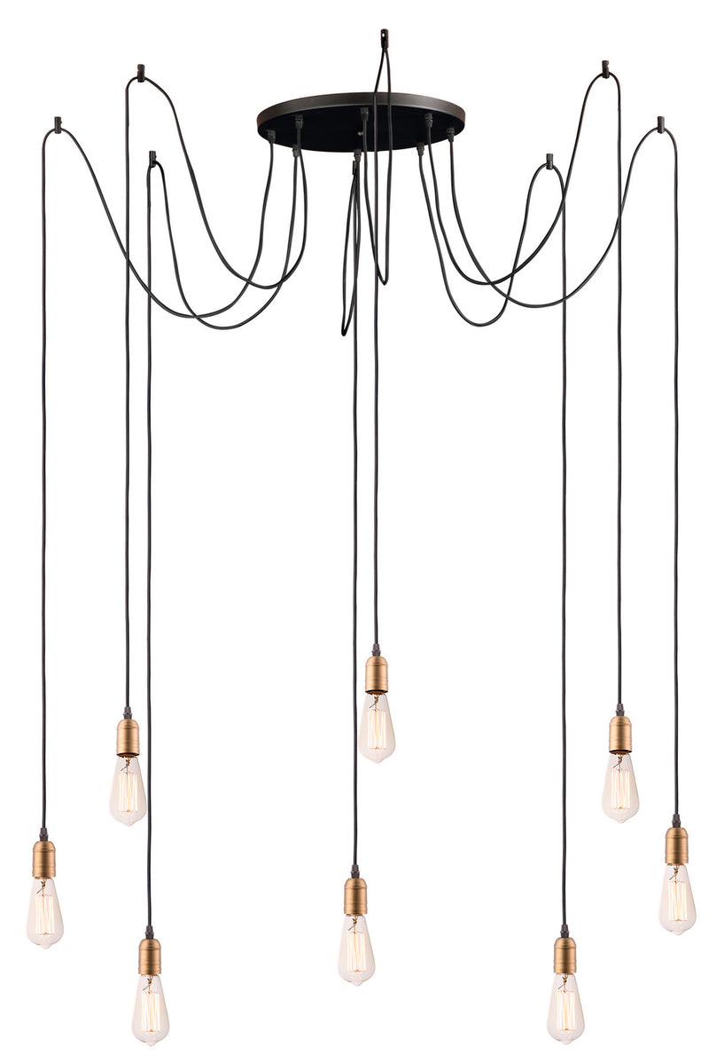 Maxim 12128BKAB Eight Light Pendant, Black / Antique Brass