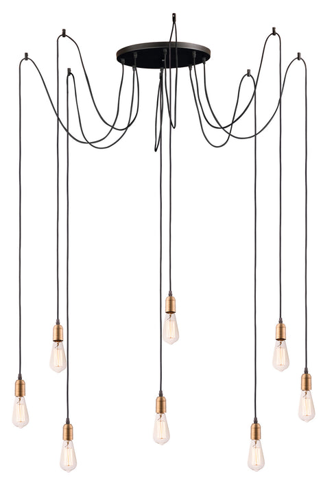 Maxim 12128BKAB Eight Light Pendant, Black / Antique Brass