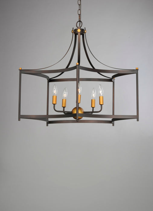 Maxim 13595OIAB Five Light Pendant, Oil Rubbed Bronze / Antique Brass