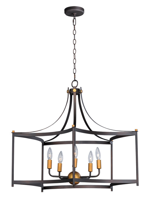 Maxim 13595OIAB Five Light Pendant, Oil Rubbed Bronze / Antique Brass