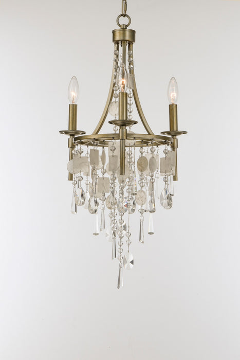 Maxim 14423CZGS Three Light Chandelier, Capiz / Gold Silver
