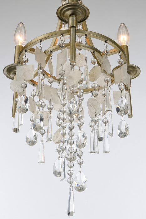 Maxim 14423CZGS Three Light Chandelier, Capiz / Gold Silver