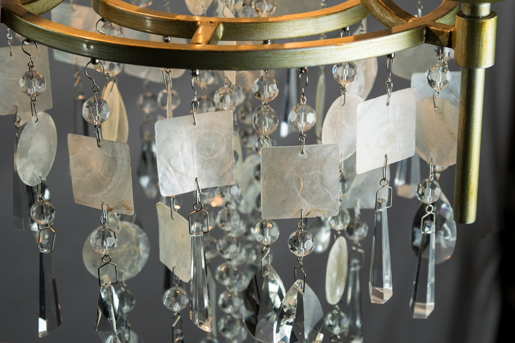 Maxim 14423CZGS Three Light Chandelier, Capiz / Gold Silver