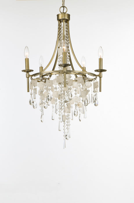 Maxim 14425CZGS Five Light Chandelier, Capiz / Gold Silver