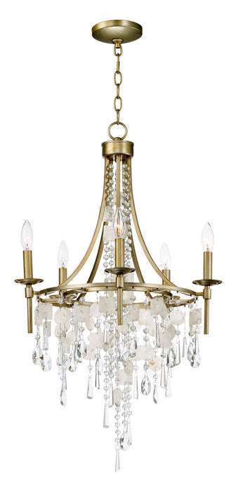 Maxim 14425CZGS Five Light Chandelier, Capiz / Gold Silver