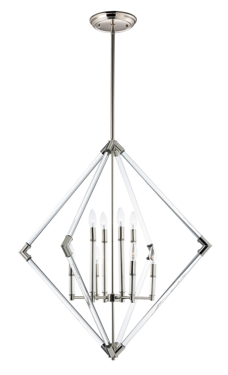 Maxim 16106CLPN Eight Light Pendant, Polished Nickel
