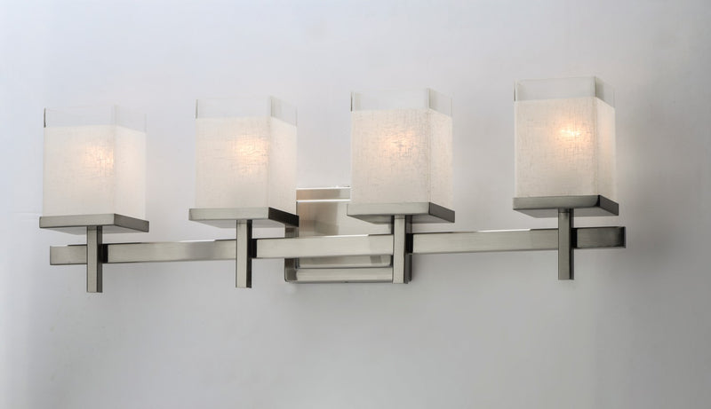 Maxim 2154LNSN Four Light Bath Vanity, Satin Nickel
