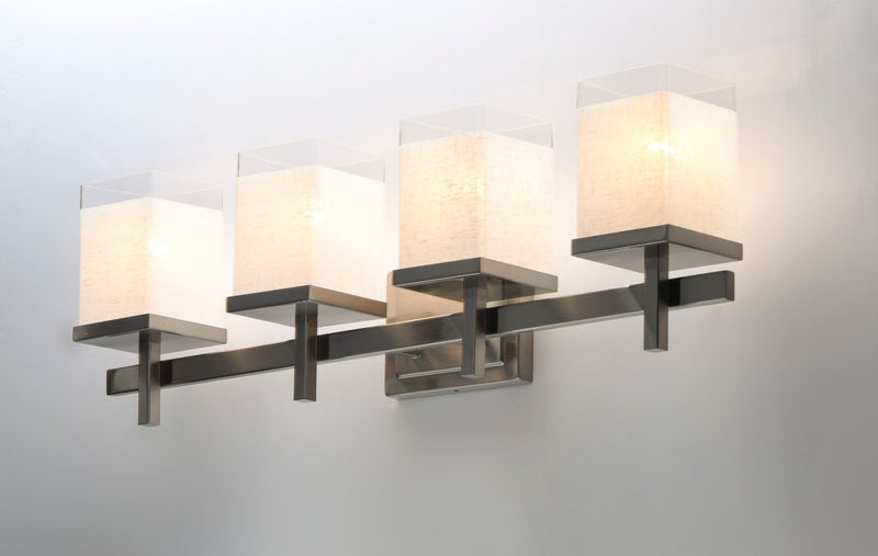 Maxim 2154LNSN Four Light Bath Vanity, Satin Nickel