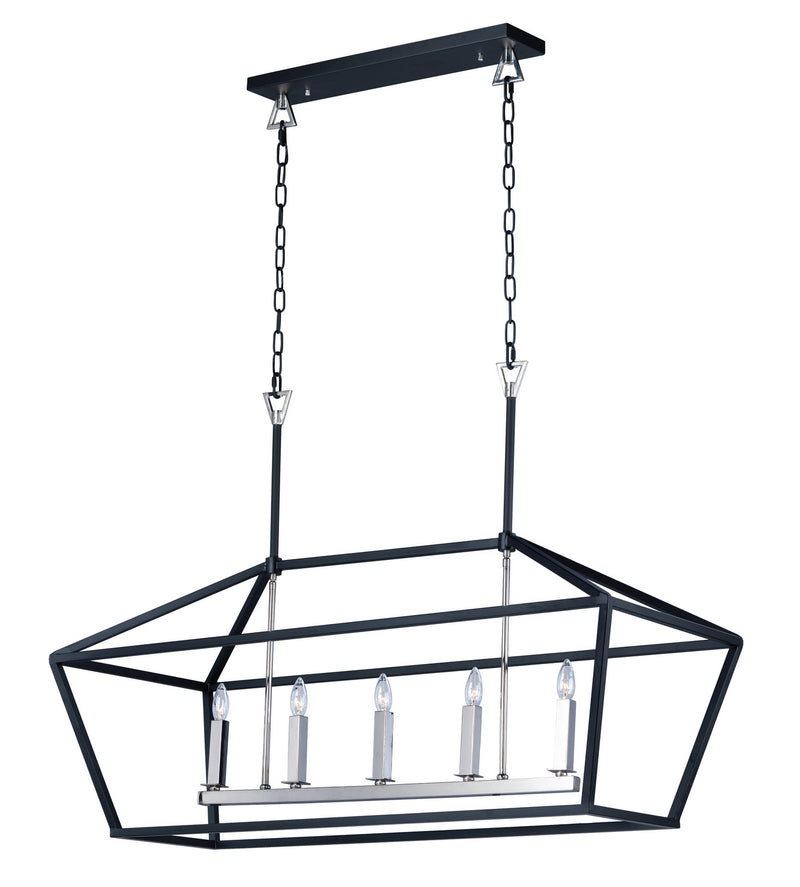 Maxim 25157TXBPN Five Light Chandelier, Textured Black / Polished Nickel