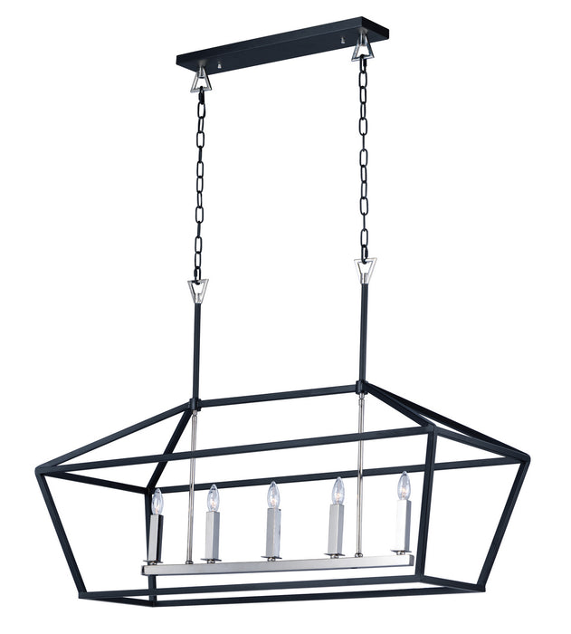 Maxim 25157TXBPN Five Light Chandelier, Textured Black / Polished Nickel