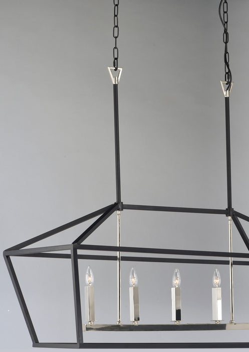 Maxim 25157TXBPN Five Light Chandelier, Textured Black / Polished Nickel