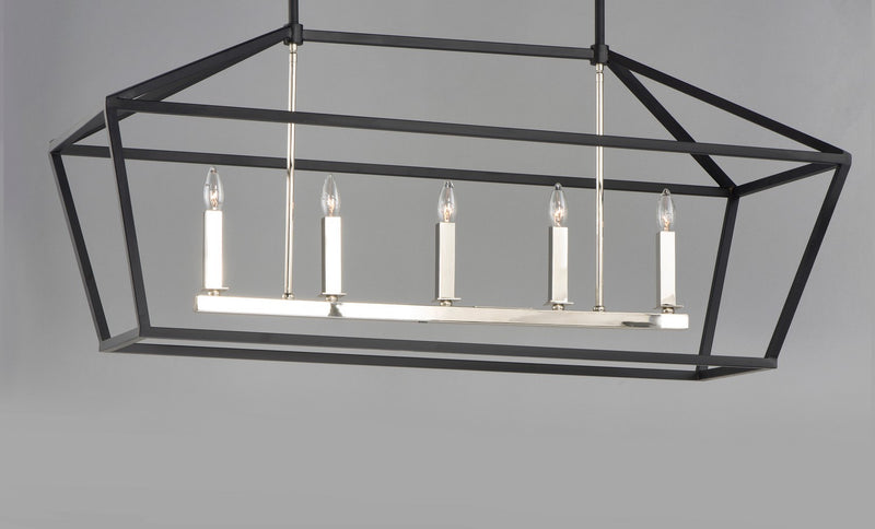 Maxim 25157TXBPN Five Light Chandelier, Textured Black / Polished Nickel