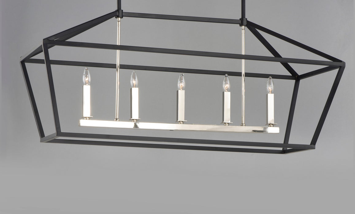 Maxim 25157TXBPN Five Light Chandelier, Textured Black / Polished Nickel