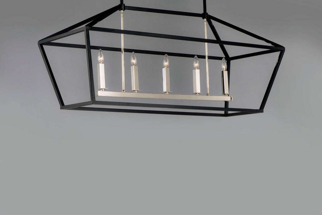 Maxim 25157TXBPN Five Light Chandelier, Textured Black / Polished Nickel