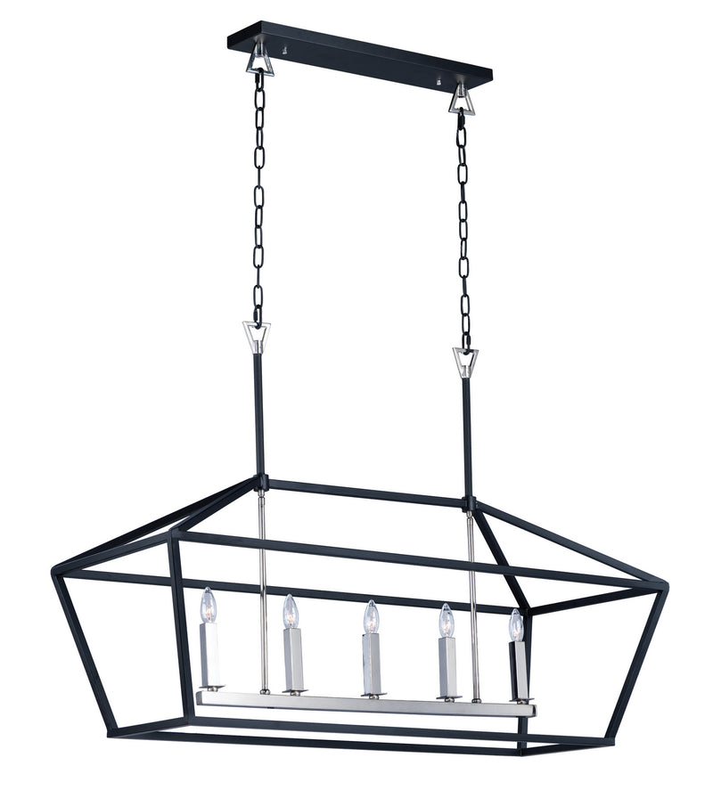 Maxim 25157TXBPN Five Light Chandelier, Textured Black / Polished Nickel