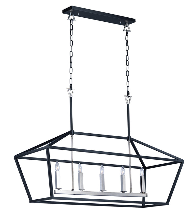 Maxim 25157TXBPN Five Light Chandelier, Textured Black / Polished Nickel