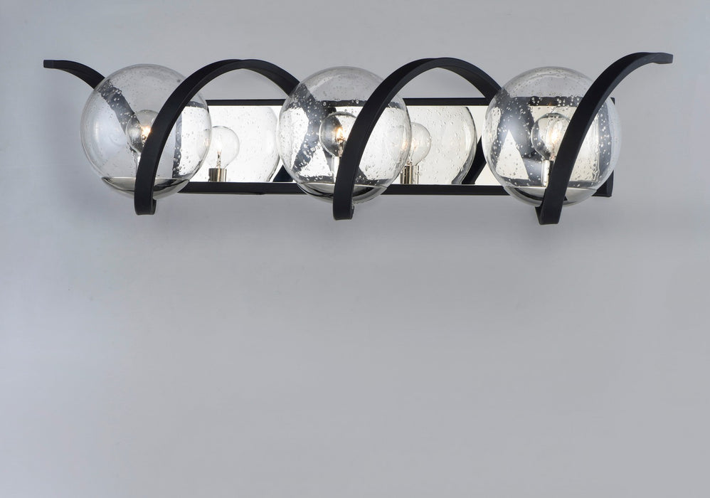 Maxim 35106CDBKPN Three Light Bath Vanity, Black / Polished Nickel