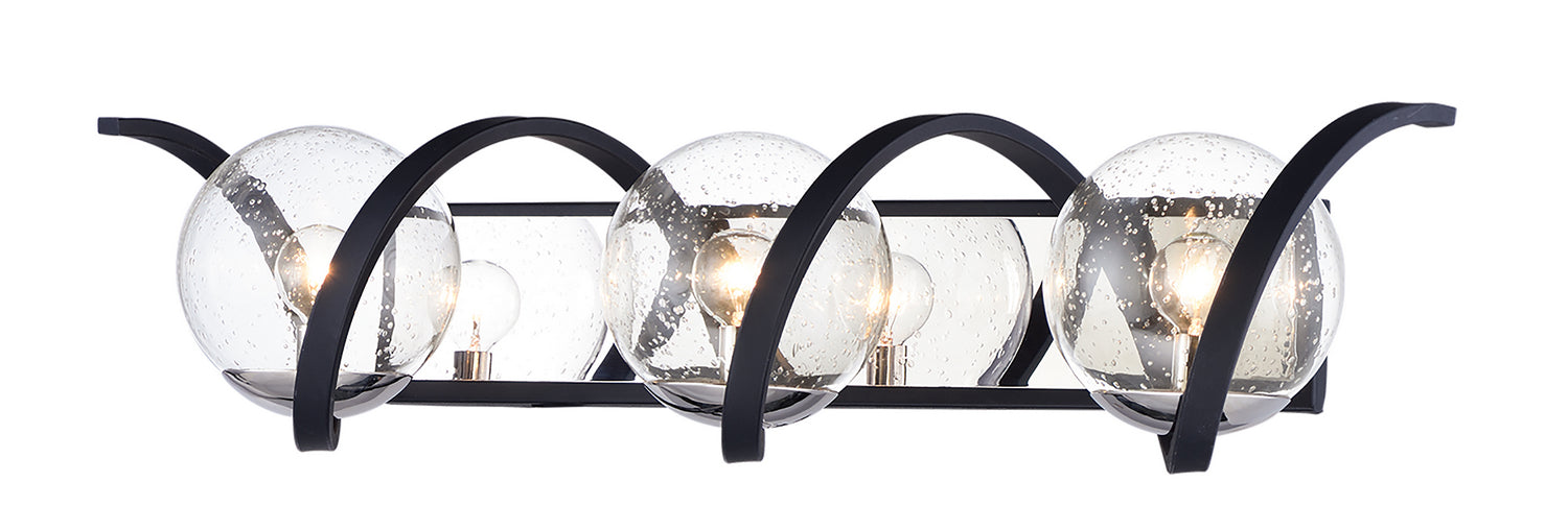 Maxim 35106CDBKPN Three Light Bath Vanity, Black / Polished Nickel