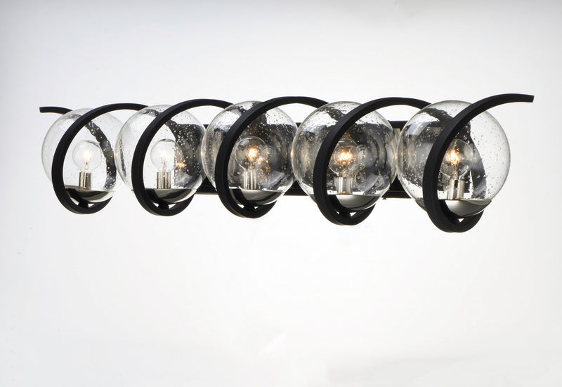 Maxim 35107CDBKPN Five Light Bath Vanity, Black / Polished Nickel