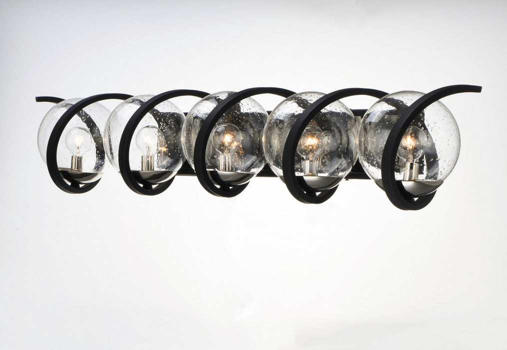Maxim 35107CDBKPN Five Light Bath Vanity, Black / Polished Nickel