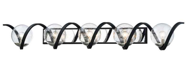 Maxim 35107CDBKPN Five Light Bath Vanity, Black / Polished Nickel
