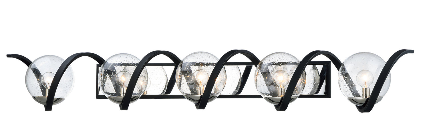 Maxim 35107CDBKPN Five Light Bath Vanity, Black / Polished Nickel