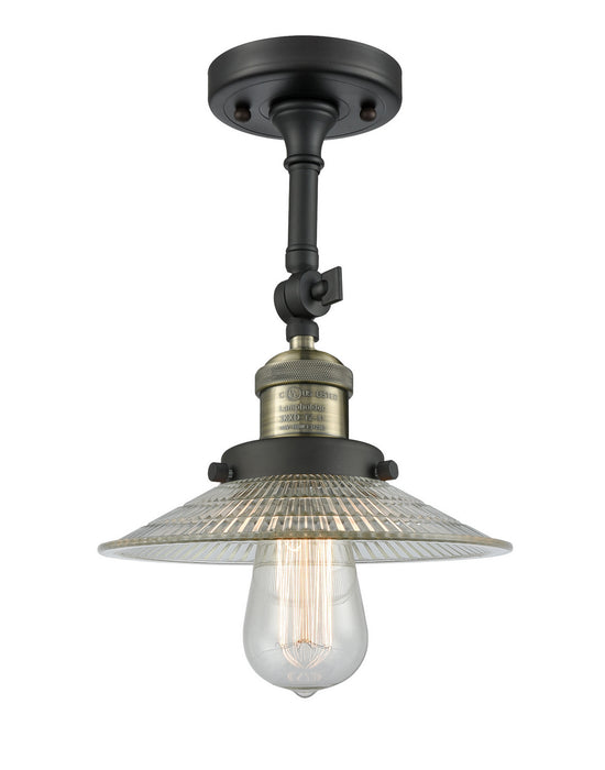Innovations 201F-BAB-G2 One Light Semi-Flush Mount, Black Antique Brass