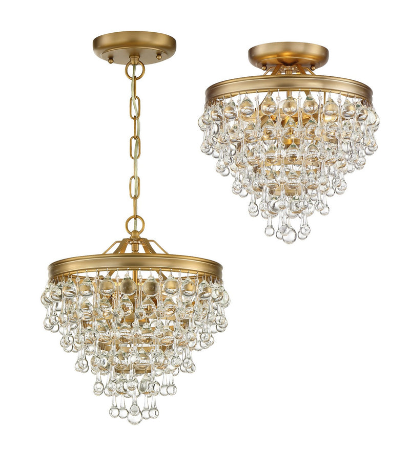 Crystorama 130-VG Three Light Mini Chandelier, Vibrant Gold