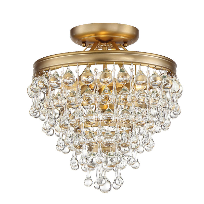 Crystorama 130-VG_CEILING Three Light Semi Flush Mount, Vibrant Gold