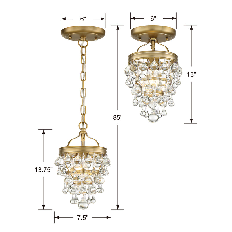 Crystorama 131-VG One Light Mini Chandelier, Vibrant Gold