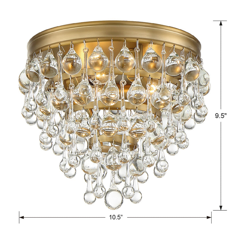 Crystorama 135-VG Three Light Flush Mount, Vibrant Gold