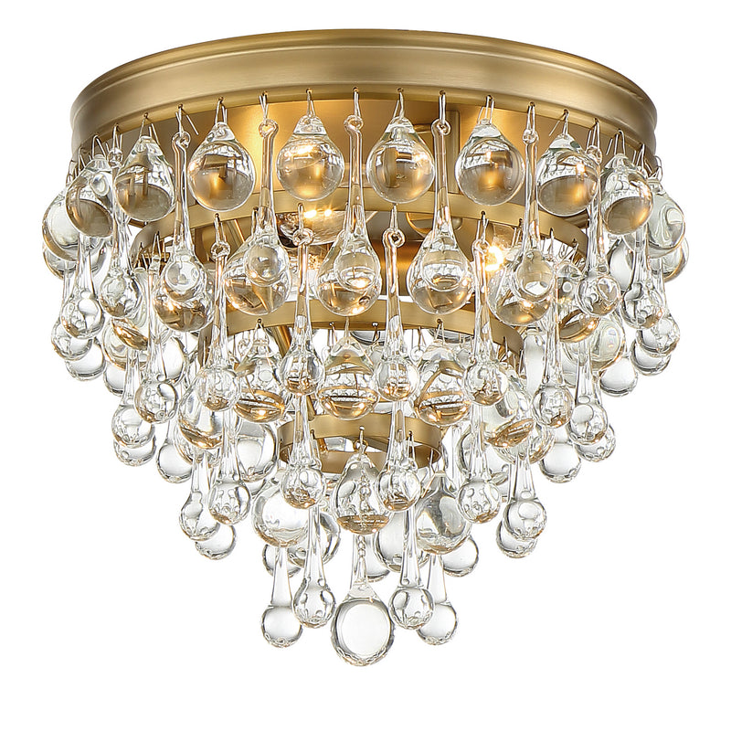 Crystorama 135-VG Three Light Flush Mount, Vibrant Gold