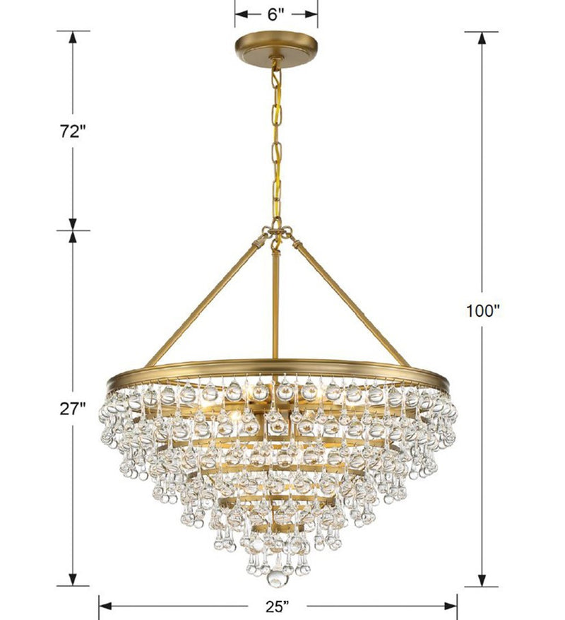 Crystorama 137-VG Eight Light Chandelier, Vibrant Gold