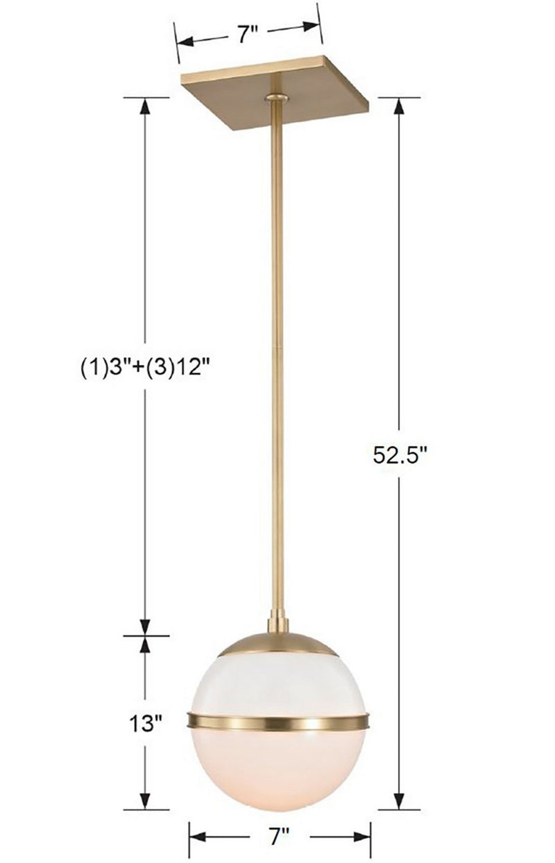 Crystorama 2107-AG One Light Chandelier, Aged Brass