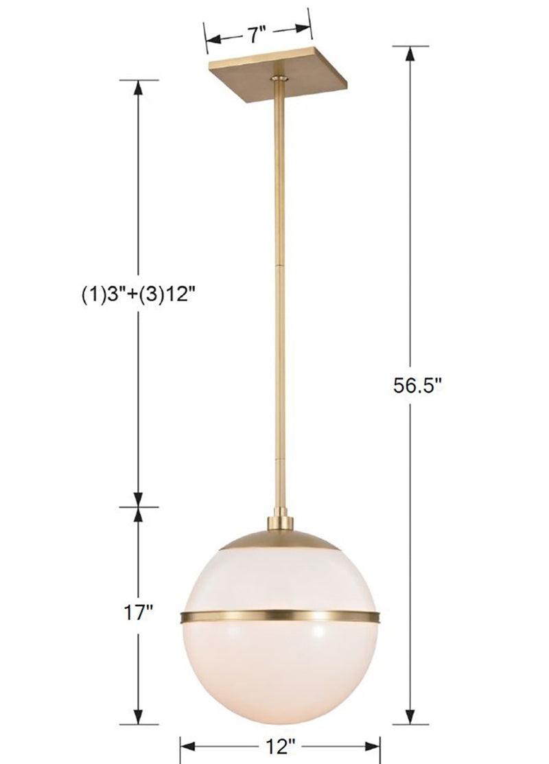 Crystorama 2112-AG One Light Chandelier, Aged Brass