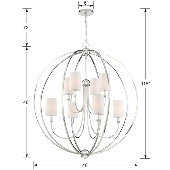 Crystorama 2246-PN Eight Light Chandelier, Polished Nickel