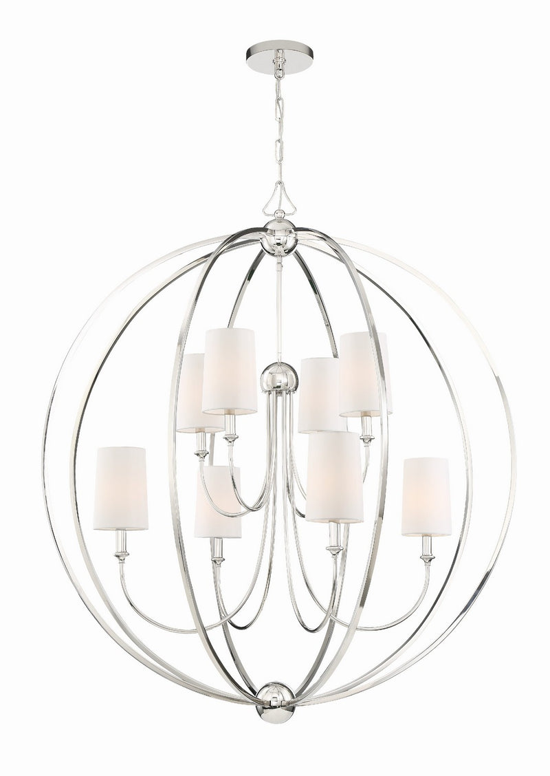 Crystorama 2246-PN Eight Light Chandelier, Polished Nickel