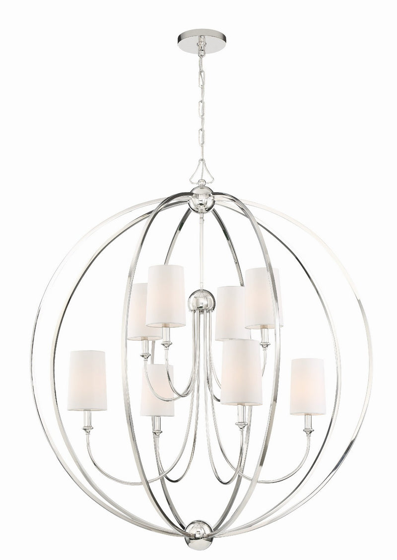 Crystorama 2246-PN Eight Light Chandelier, Polished Nickel