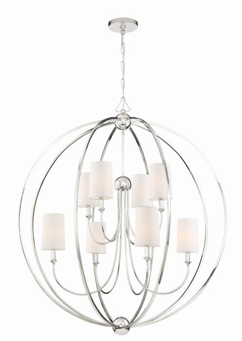 Crystorama 2246-PN Eight Light Chandelier, Polished Nickel