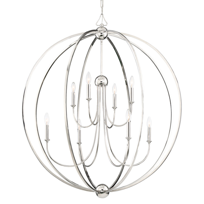 Crystorama 2246-PN_NOSHADE Eight Light Chandelier, Polished Nickel