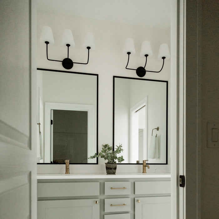 Crystorama 2443-OP-BF Three Light Bathroom Vanity, Black Forged