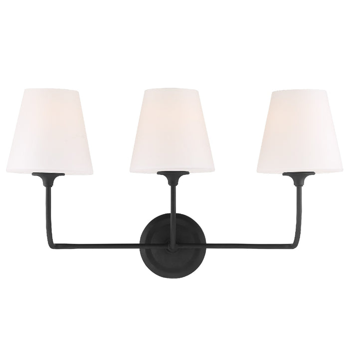 Crystorama 2443-OP-BF Three Light Bathroom Vanity, Black Forged